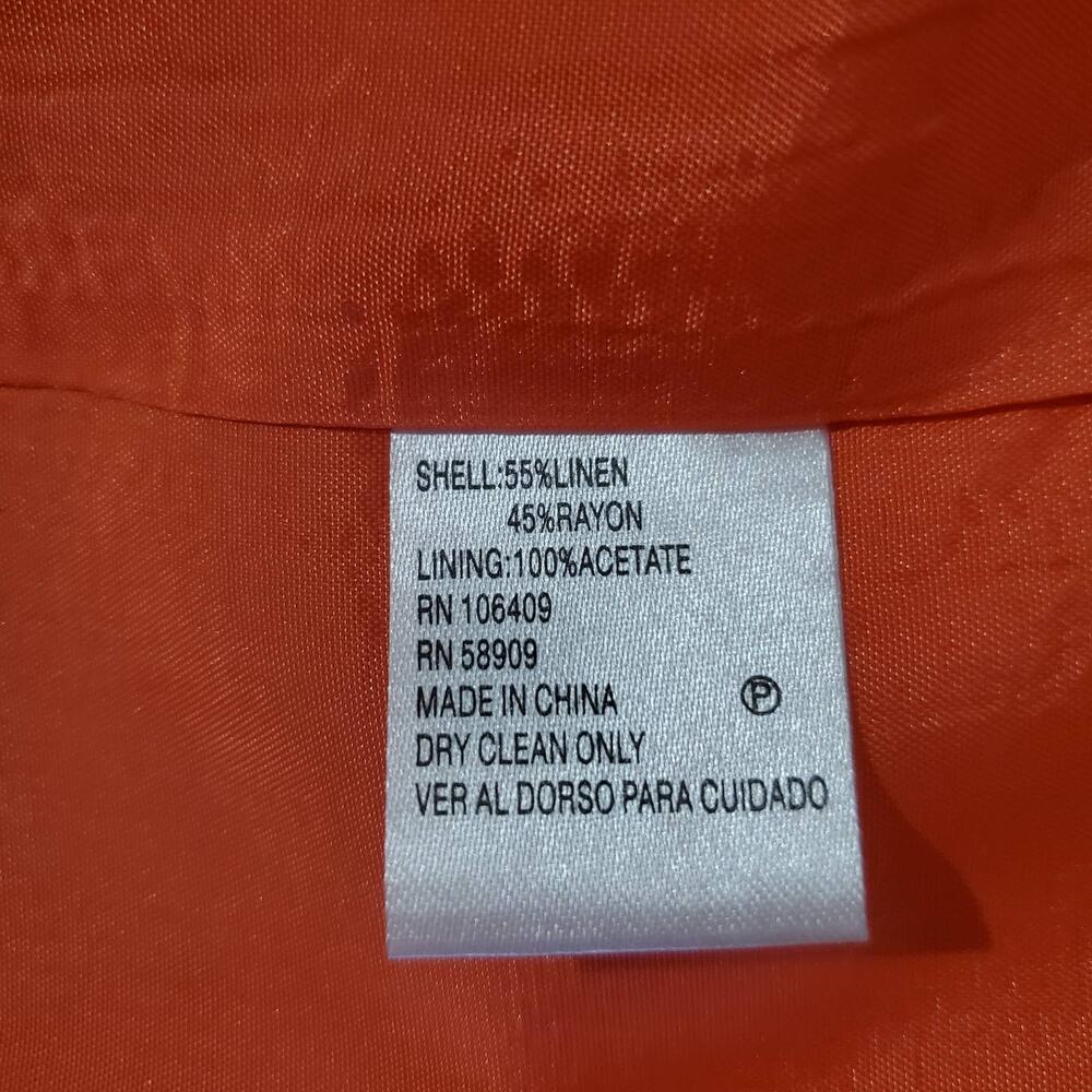 Antonio Melani Women's Peplum Dress Size 10 Embroidered Floral Linen/Rayon Coral - Picture 10 of 11